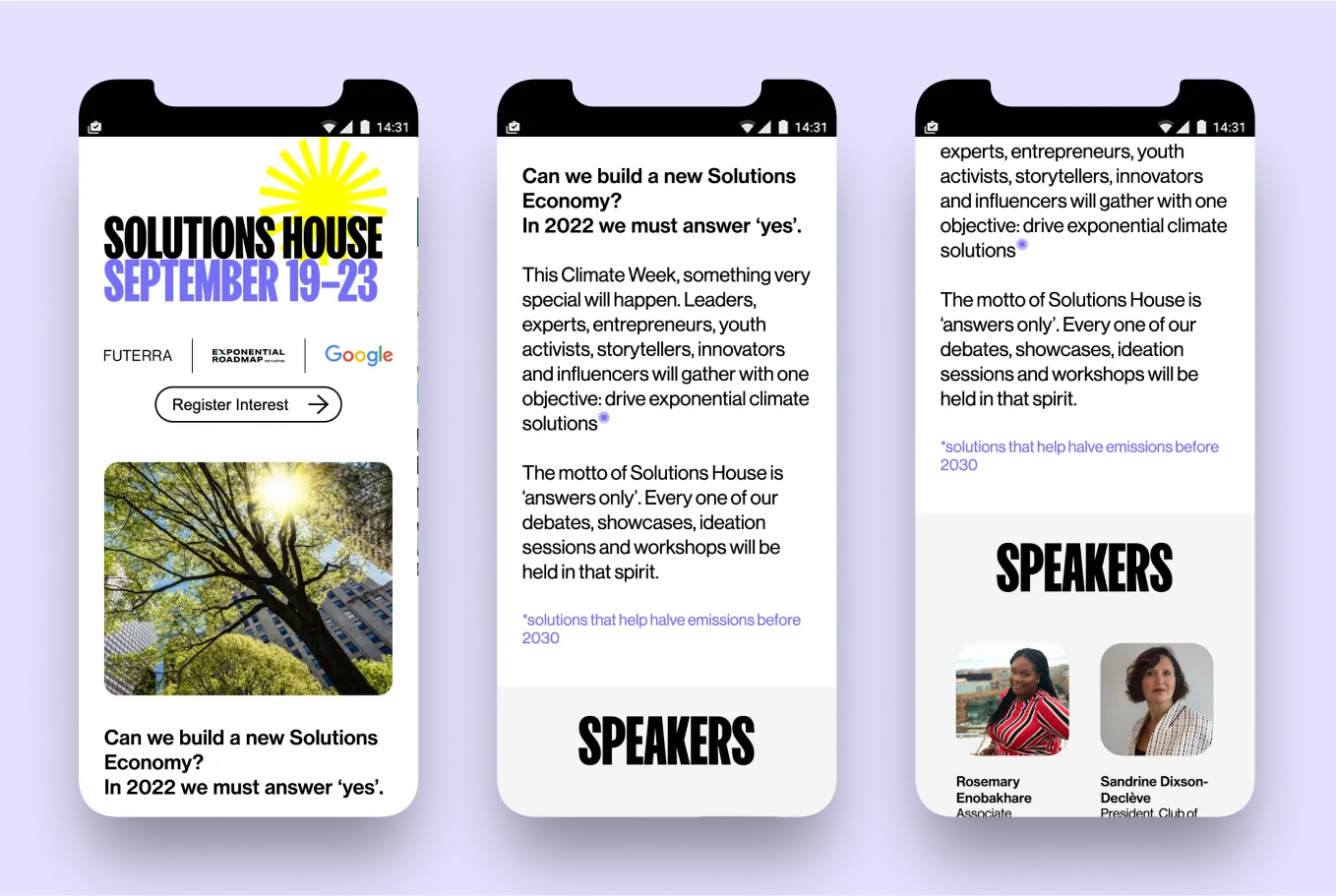 Solutions House homepage on mobile