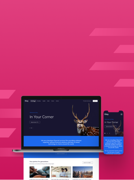 Screenshots of Klay homepage on desktop and mobile